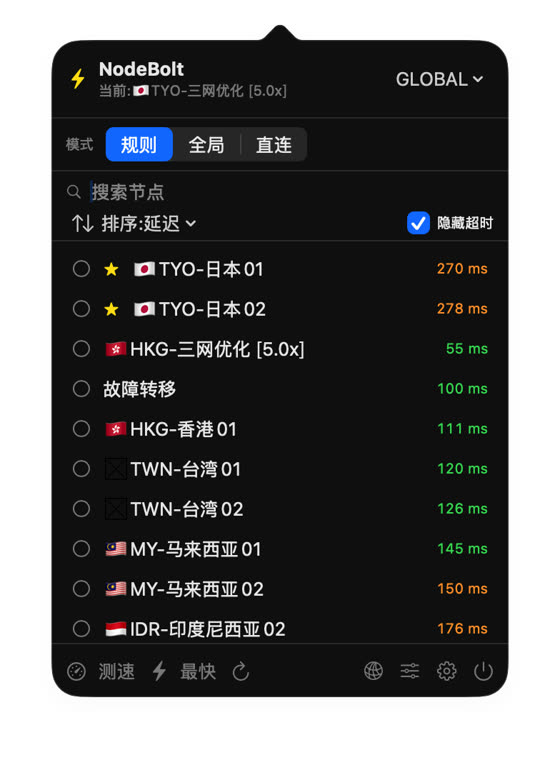 NodeBolt 主面板